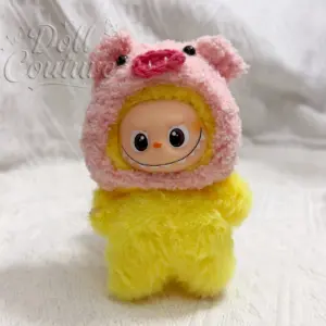 For 10.5cm Labubu 4.0 Mini Doll Handmade Super Cute Pig Series Clothes Hat Gift Labubu Accessories